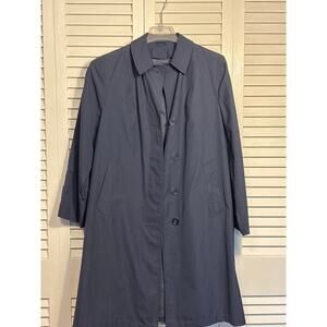Koratron Topcoat Men's Medium Navy Rain Fair Pockets Long Sleeve Collared